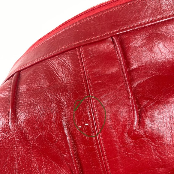 Vintage Toni Red Leather Crossbody Bag 12x8" Retro Purse Removable Strap - Picture 12 of 15